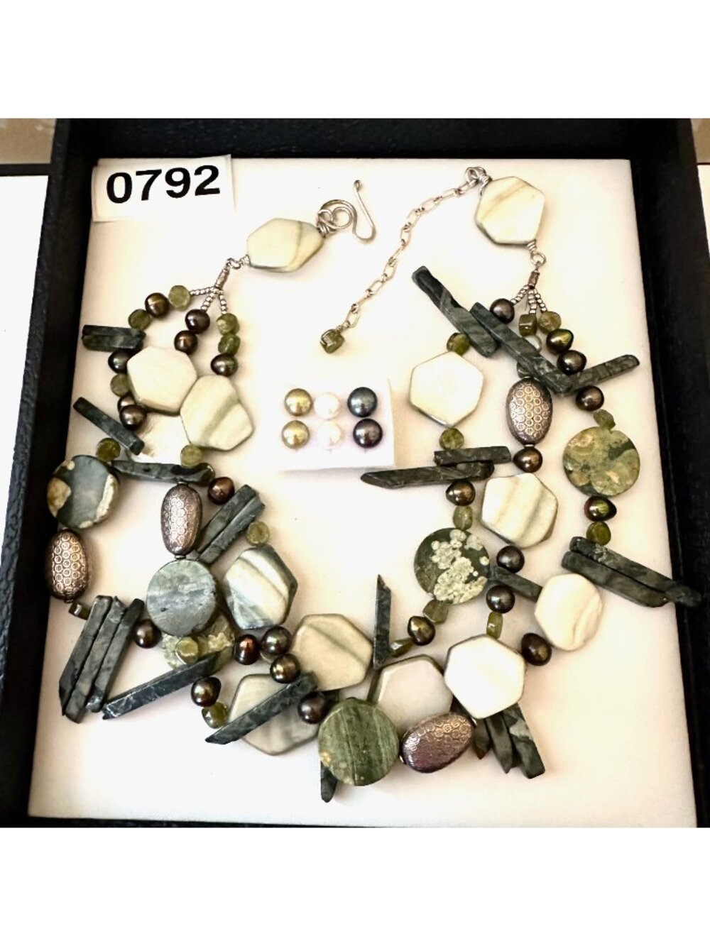 Jewelry Lot Vintage Modern Pearl Jasper Sterling Necklace Pierced Earrings